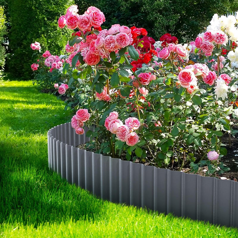 LAVEVE Corrugated Metal Garden Edging - Sturdy Border Perfect for DIY Flower Beds and Landscaping Borders (Dark Gray  12 Inch x 20FT) - Image 5